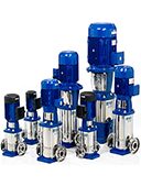 Multistage high-pressure pumps isolated on a white background